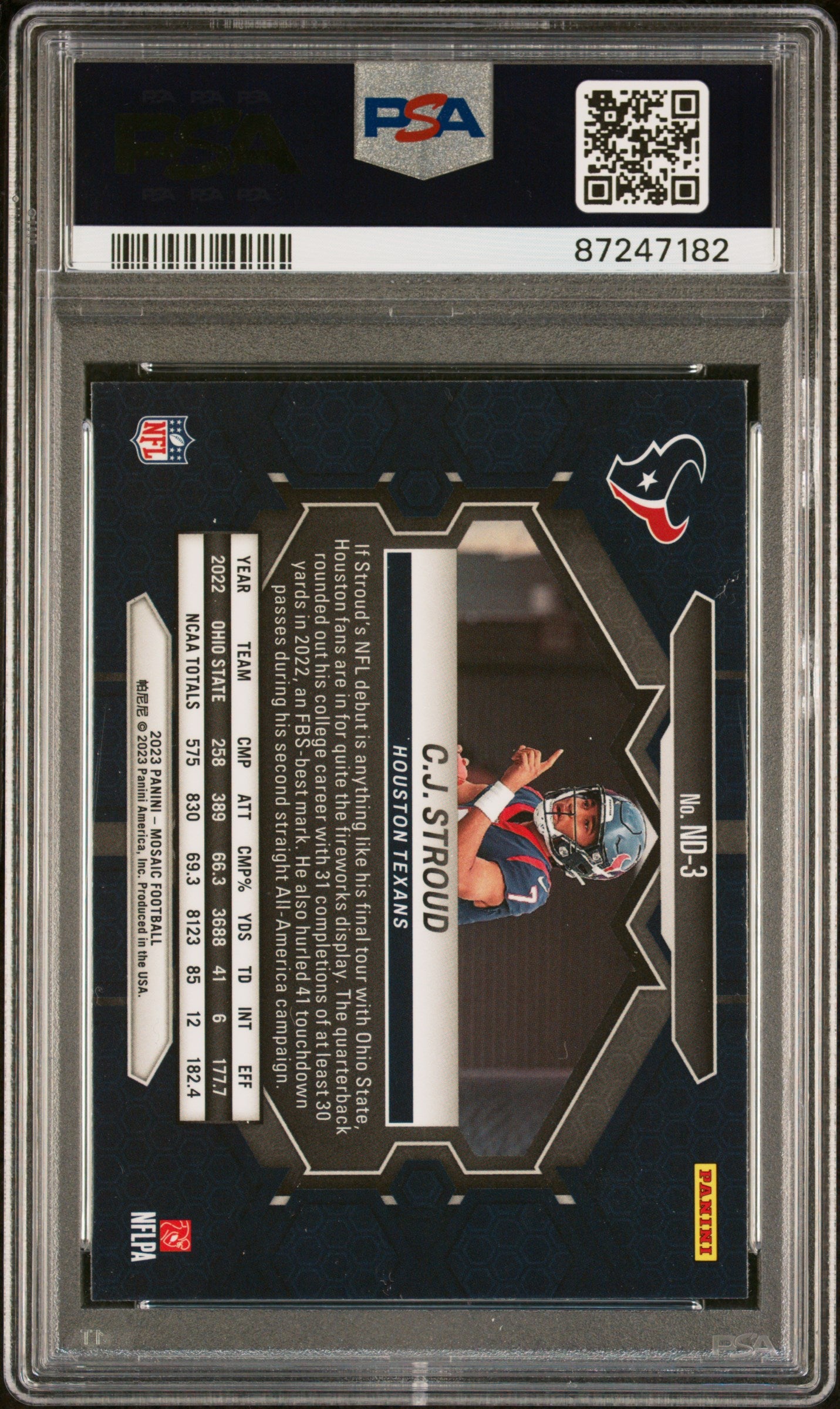 2023 Panini Mosaic NFL Debut Football—CJ Stroud #ND3 —PSA 10