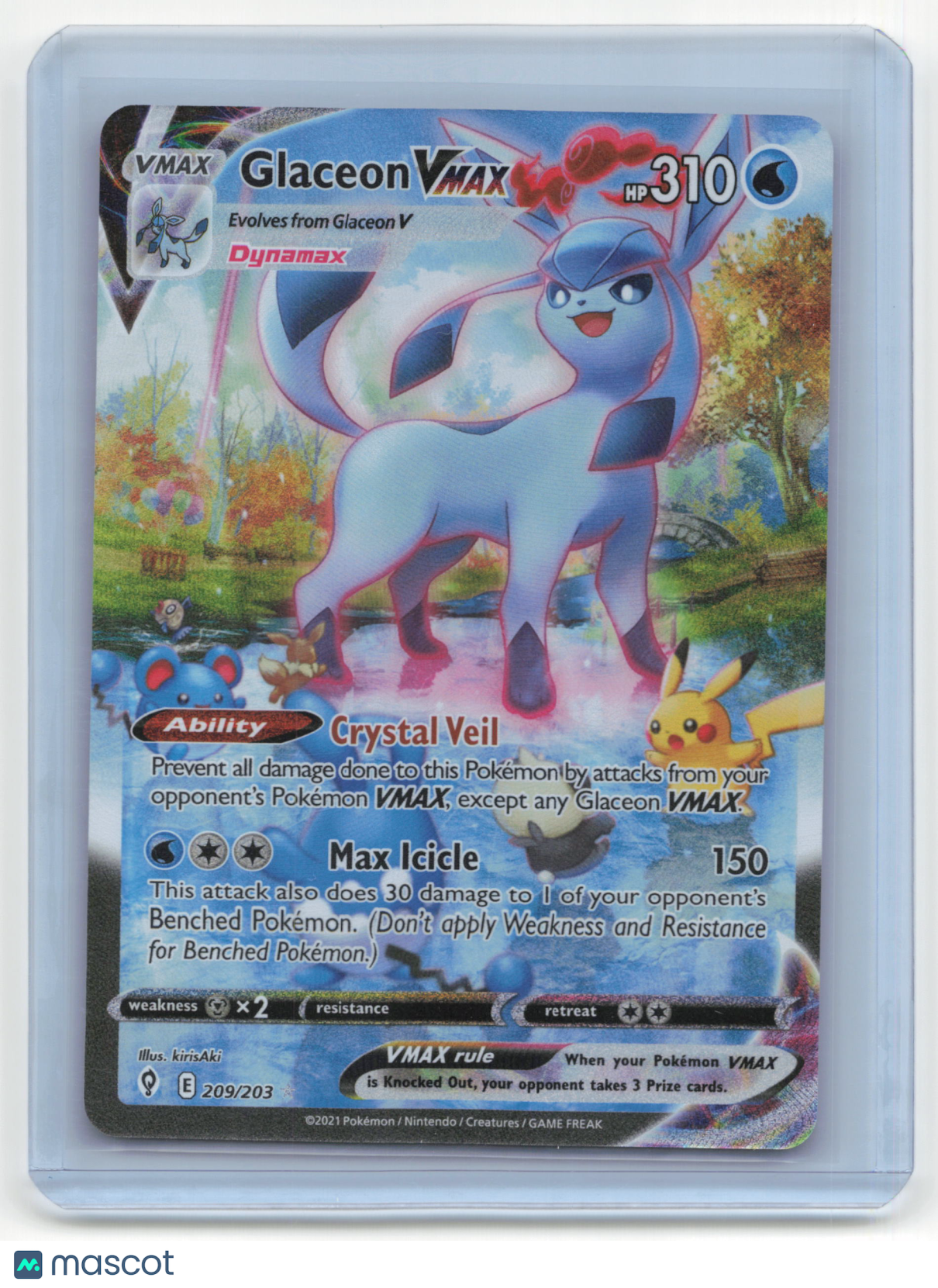 2021 Pokemon TCG Glaceon VMAX Evolving Skies #209/203