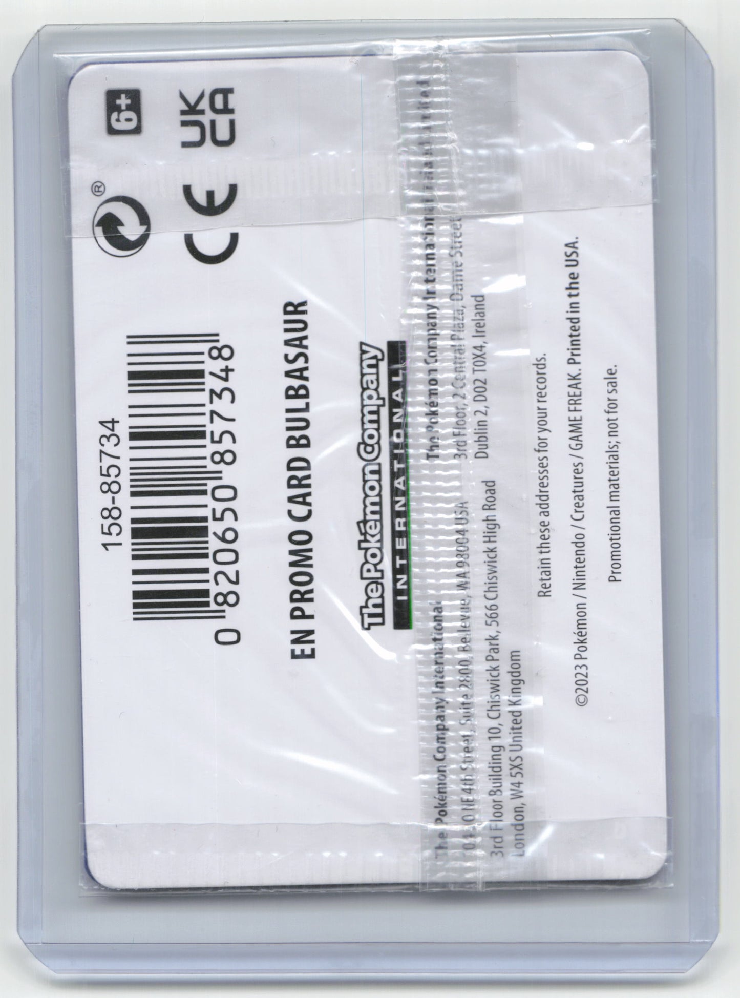 2023 Bulbasaur Pokemon 151 #001/165 Sealed Promo
