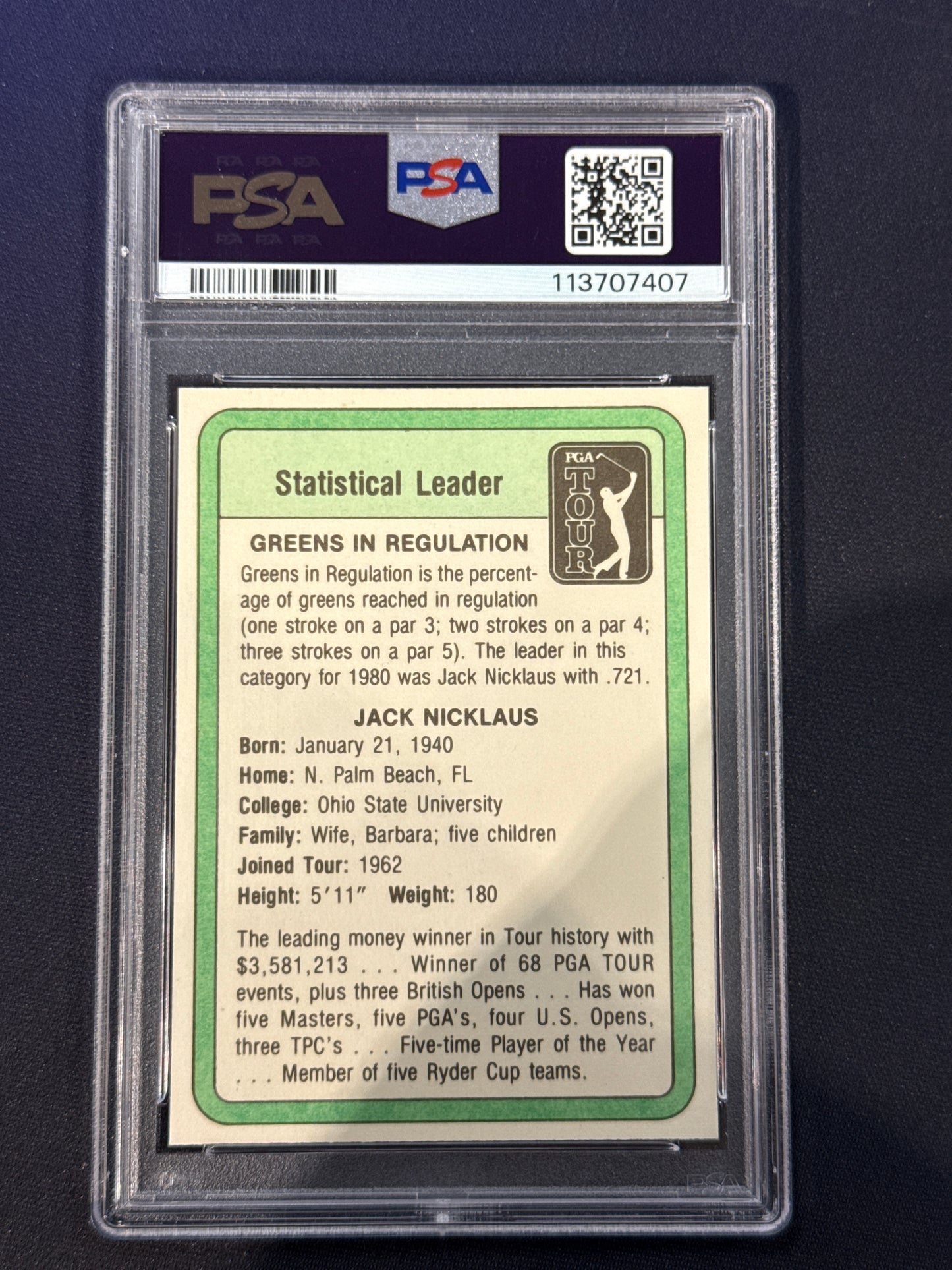 1981 Donruss Golf Golf Jack Nicklaus Statistical Leader PSA 8 - Papa Joey's Collectibles