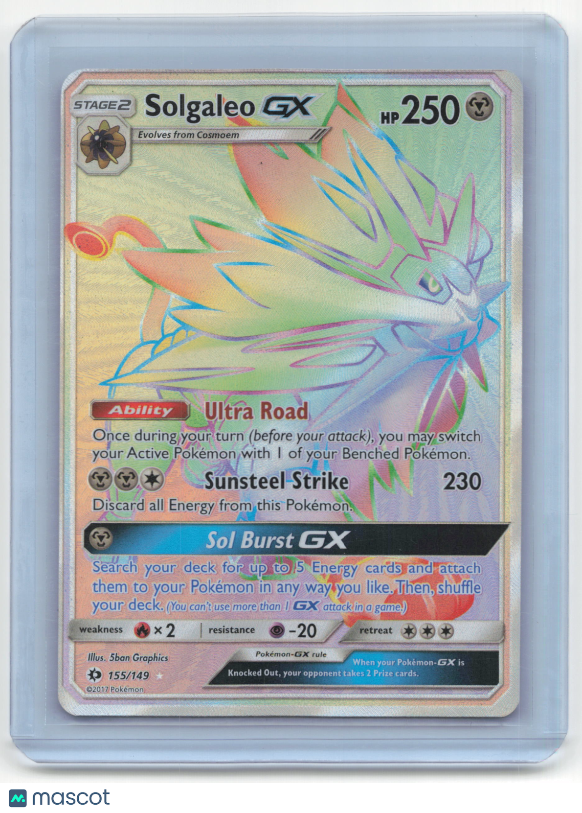 2017 Pokemon Solgaleo GX Sun & Moon #155/149 Lightly Played