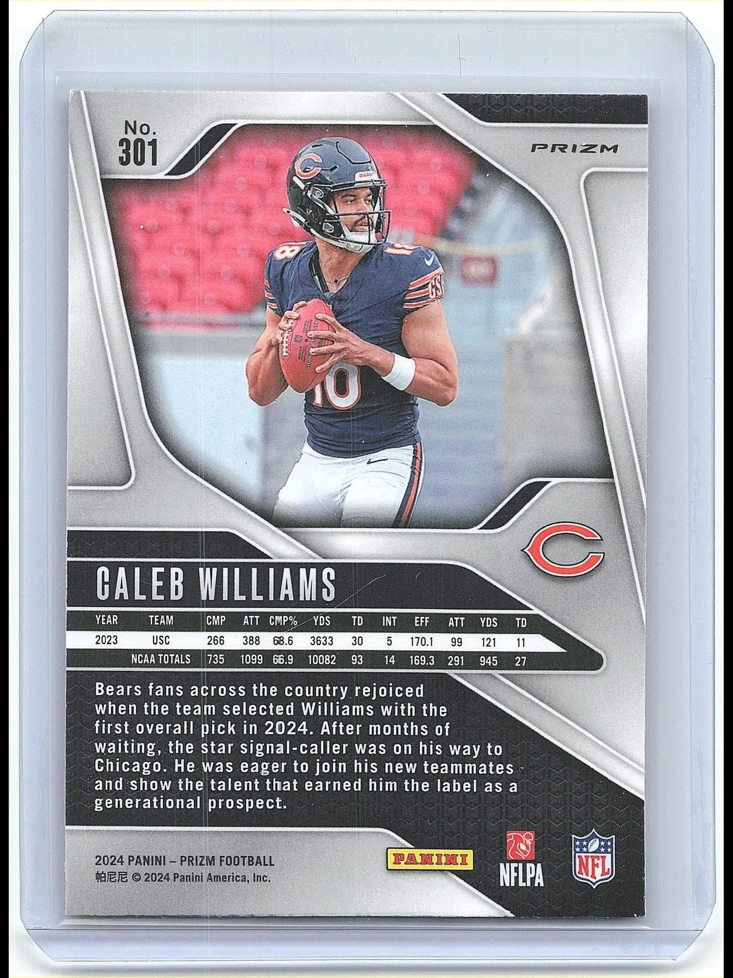2024 Panini Prizm Football Caleb Williams RC Orange Disco #301 - Papa Joey's Collectibles