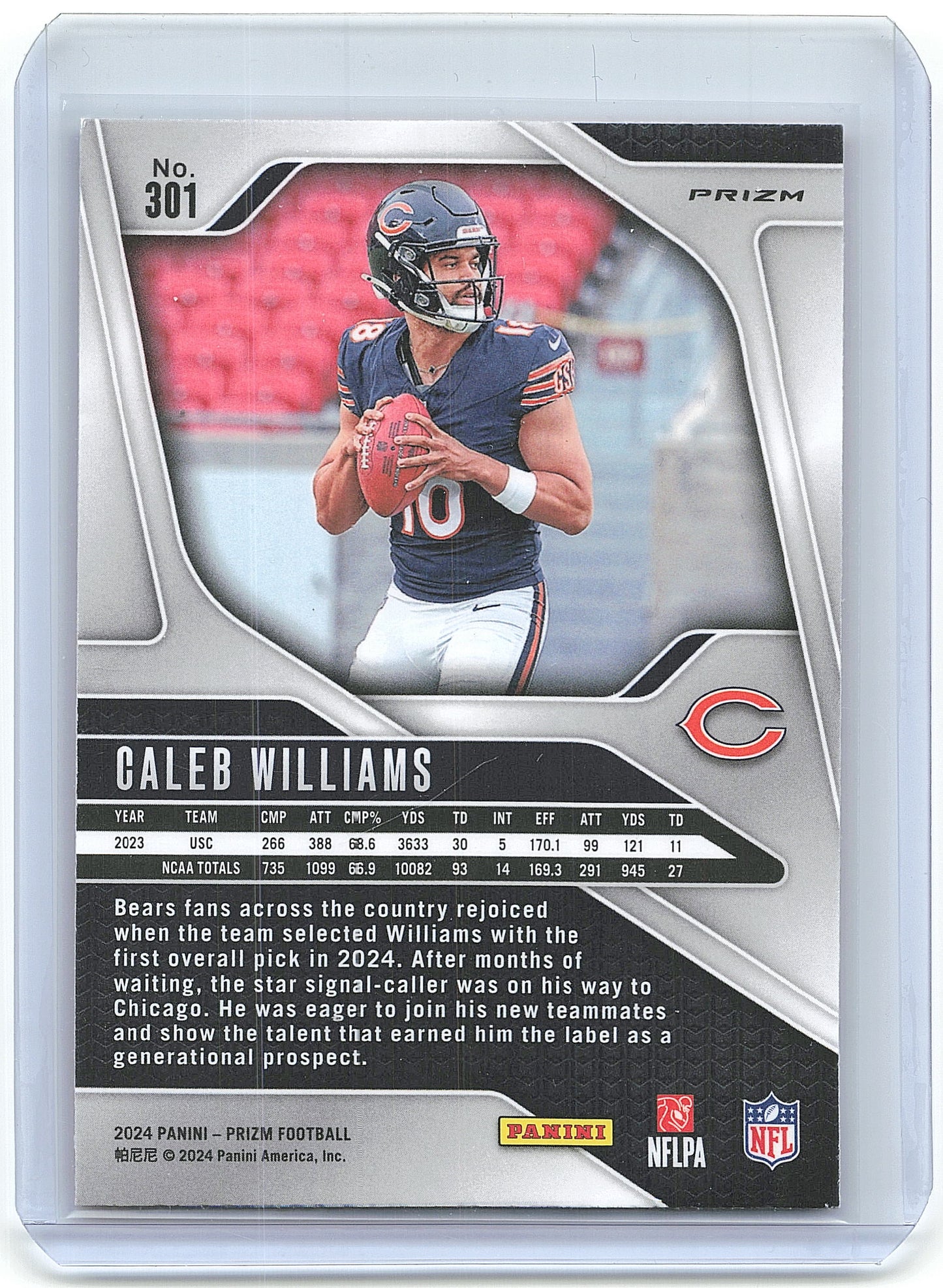 2024 Panini Prizm Football Caleb Williams RC Orange Disco #301