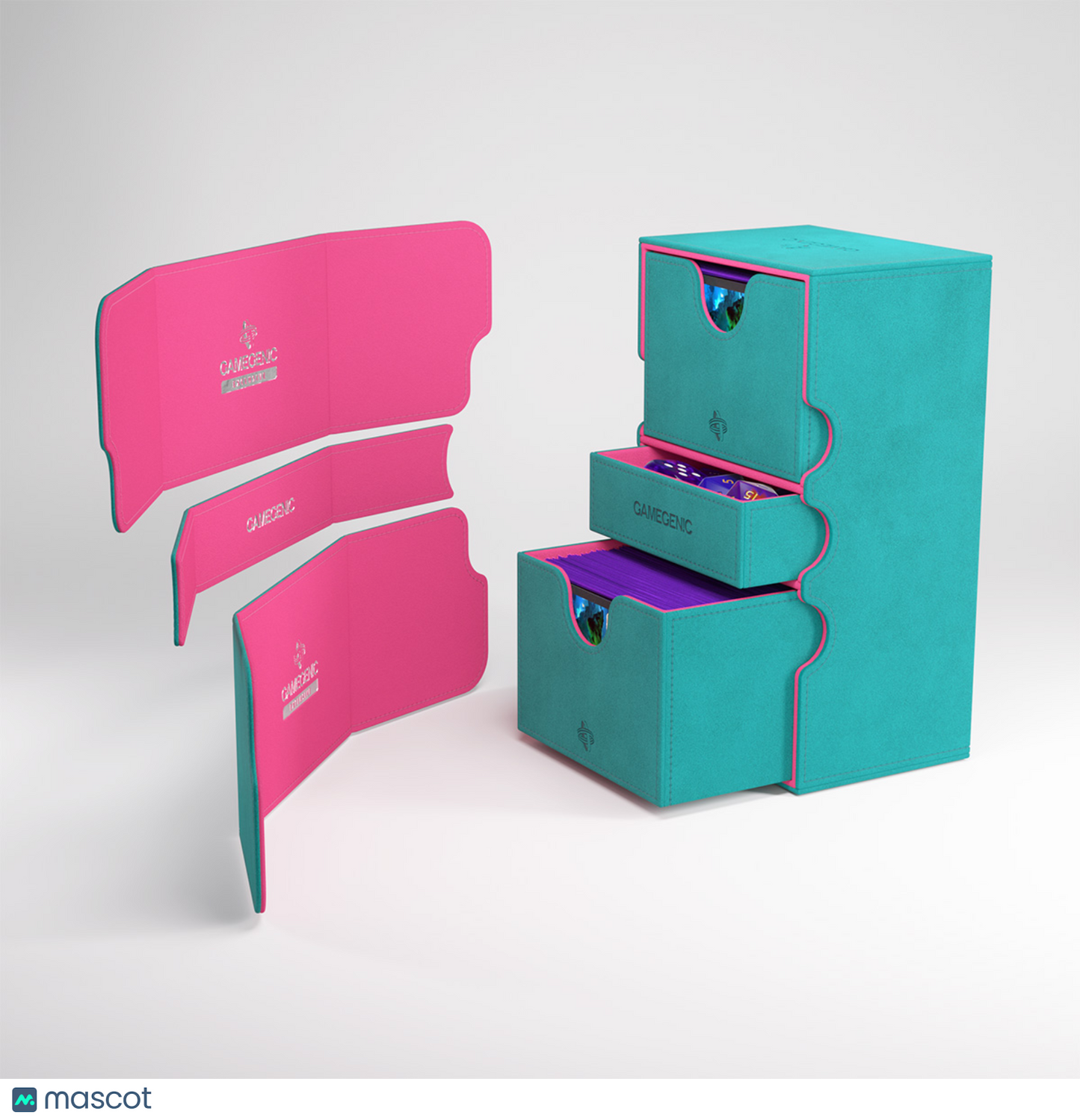 Gamegenic Stronghold 200+ XL Convertible Teal/Pink Deck Box
