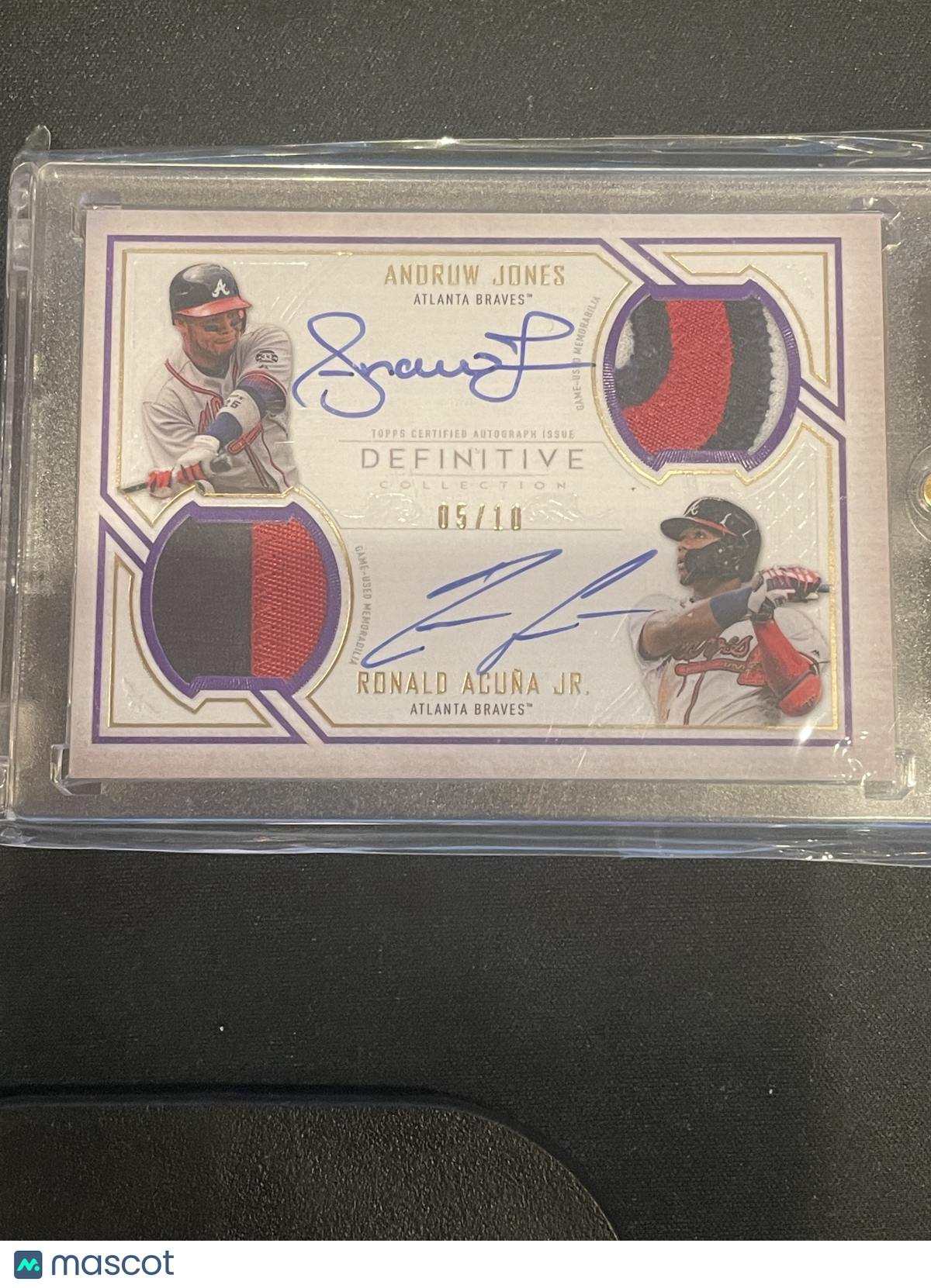 2019 Definitive Collection Andruw Jones Ronald Acuña Jr. Autograph Relic /10