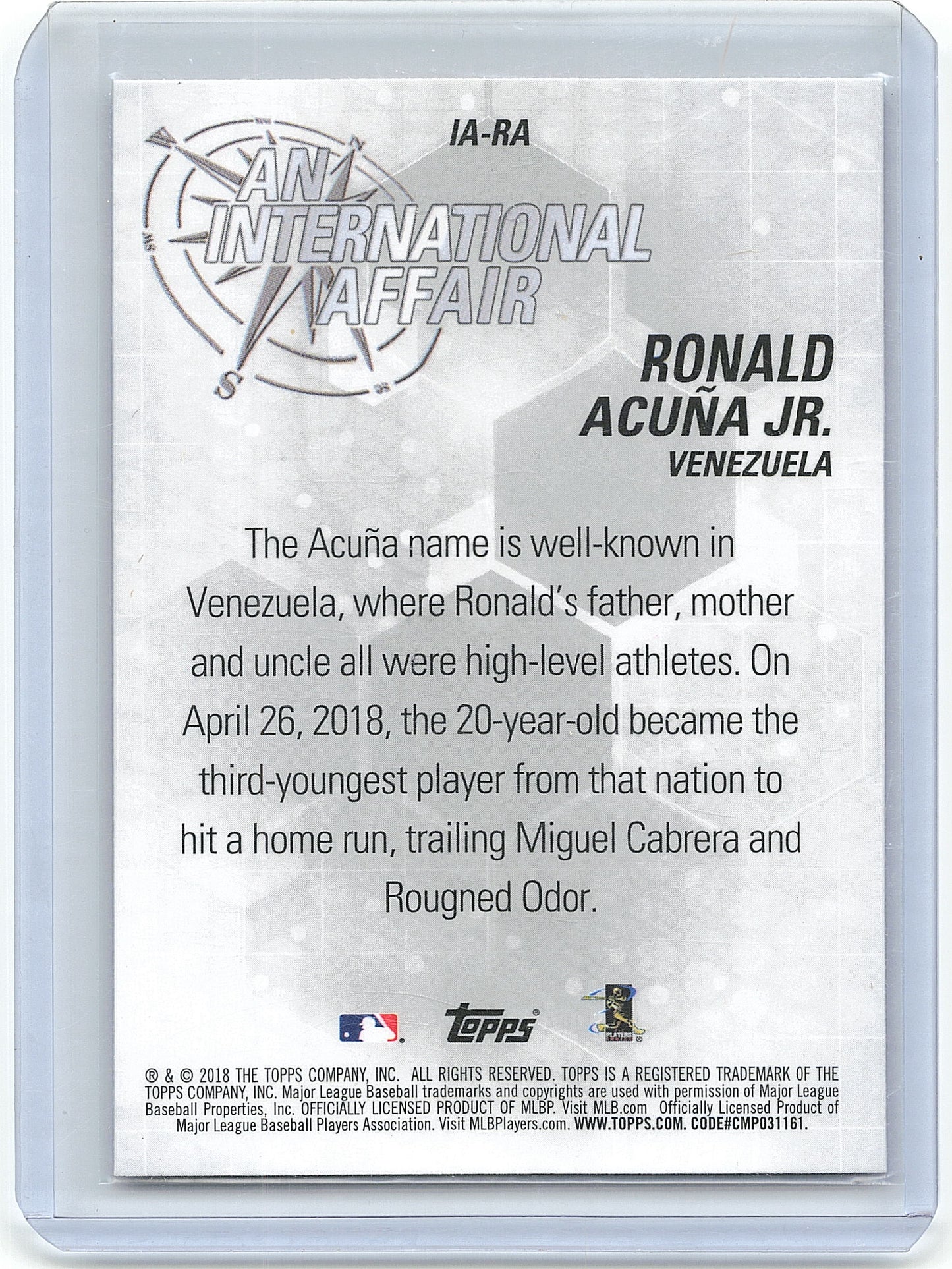 2018 Topps Baseball Ronald Acuña Jr. An International Affair #IA-RA