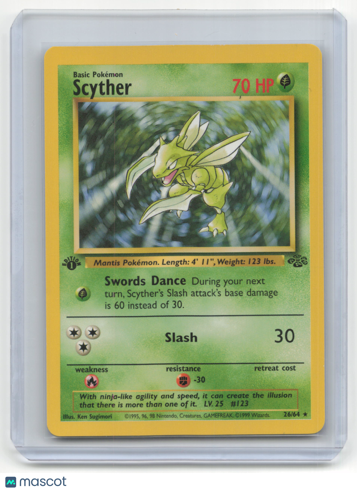 1999 Pokemon TCG Scyther Jungle #26/64 Basic Lightly Played 1st Edition