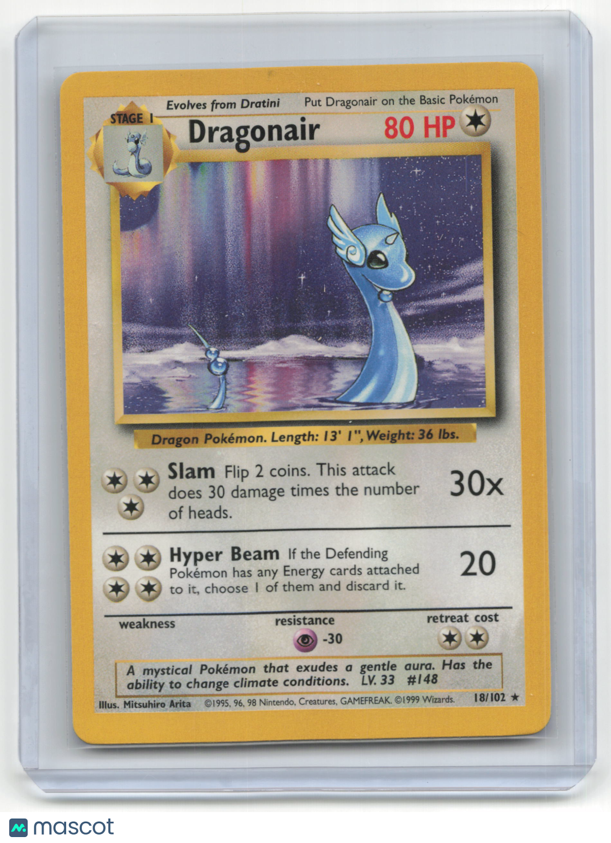 1999 Pokemon Dragonair Base Set #18/102 Lightly Played Basic