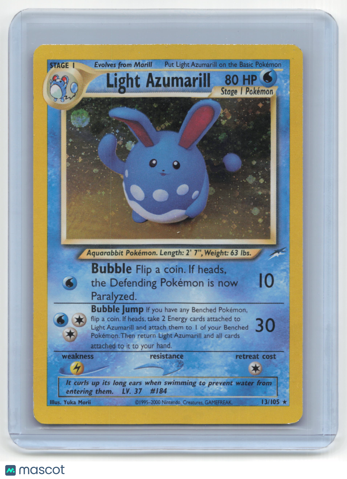 2000 Pokemon TCG Light Azumarill Neo Destiny #13/105 Mod Played Holo