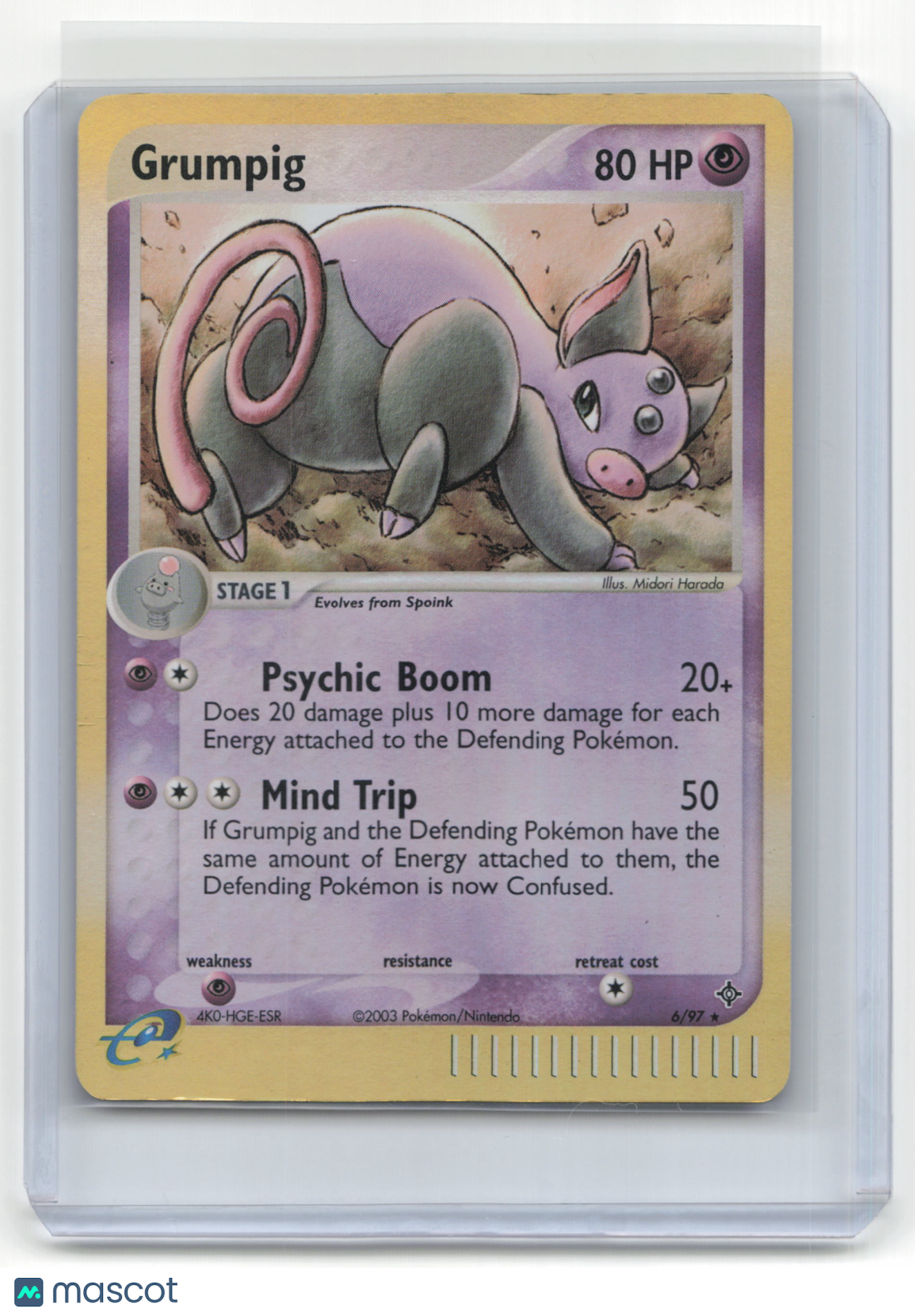 2003 Pokemon TCG Grumpig EX Dragon #6/97 Mod Played Holo
