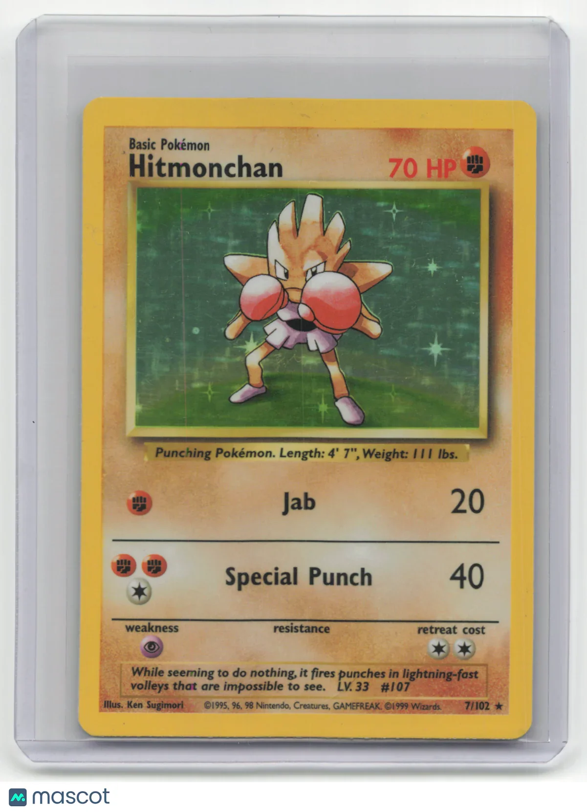 1999 Pokemon TCG Hitmonchan Base Set #7/102 English - Papa Joey's Collectibles