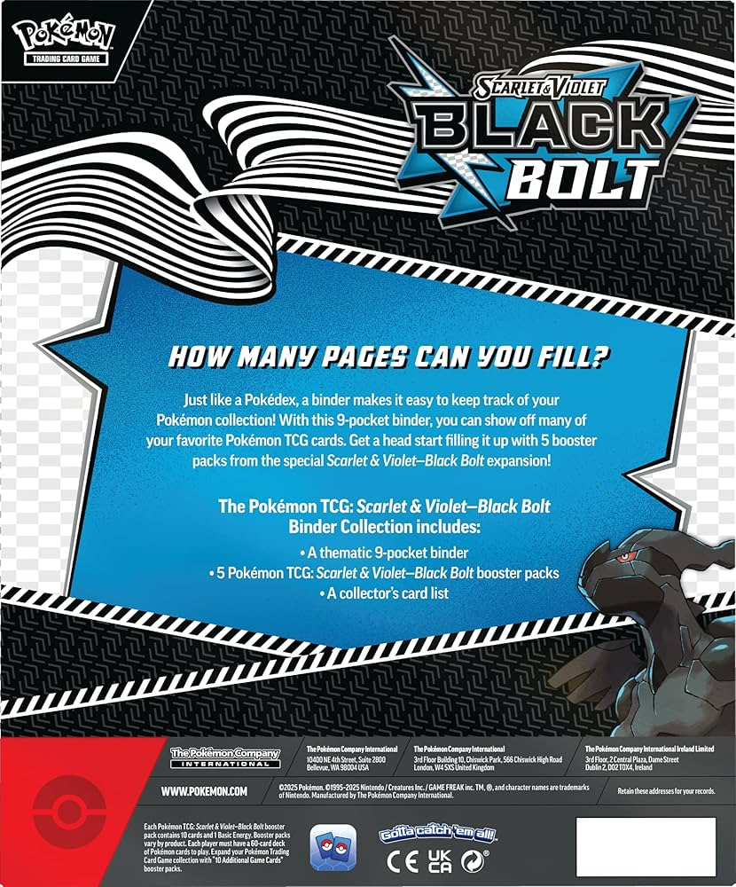 2025 Pokemon Scarlet & Violet Black Bolt Binder Collection
