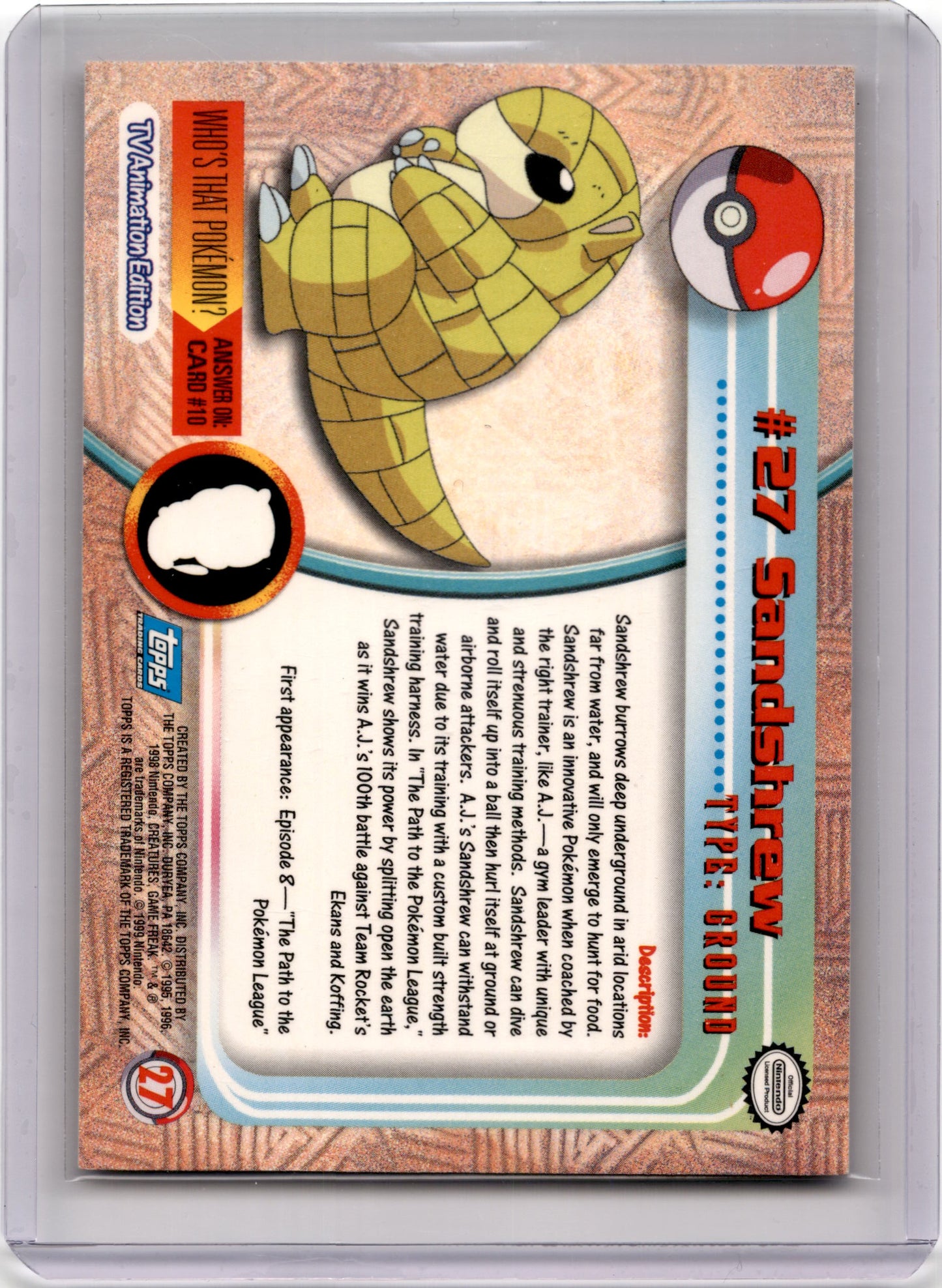 1999 Sandshrew Pokemon TV Animation Edition #27