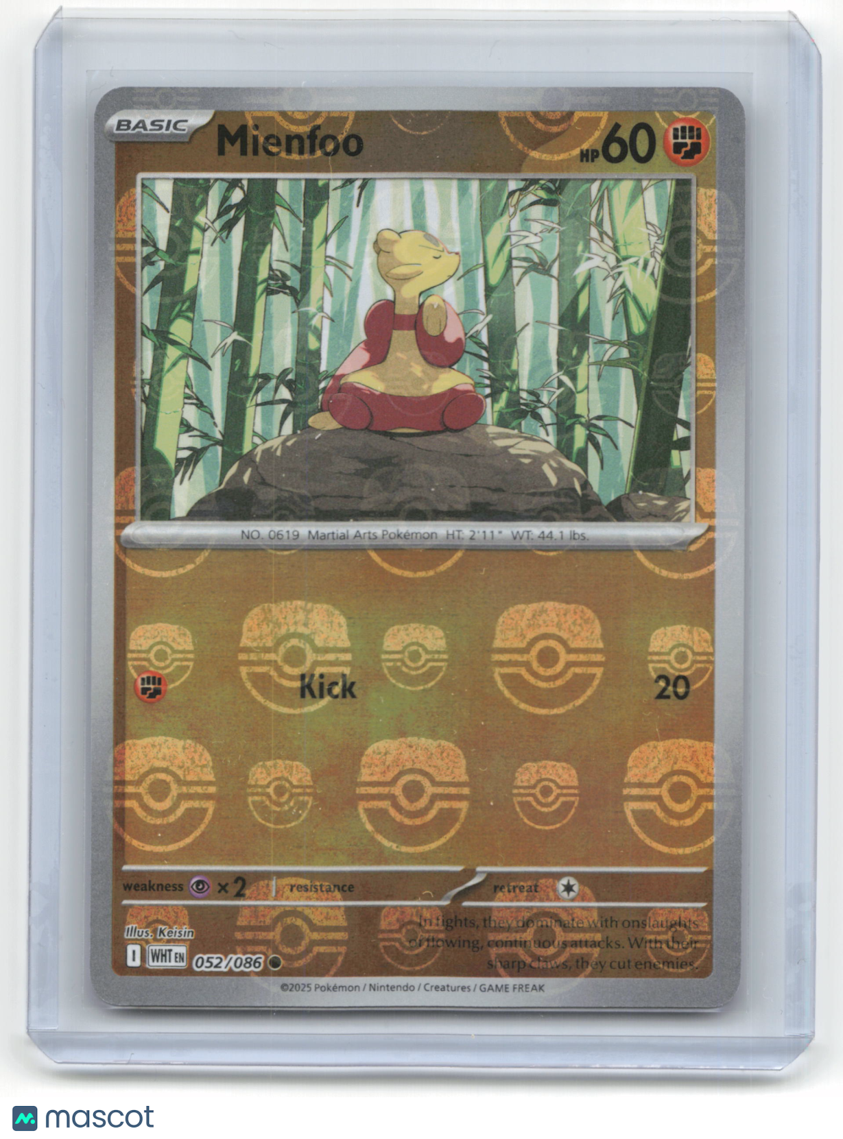 2025 Pokemon TCG Mienfoo White Flare #052/086 MasterBall Holo