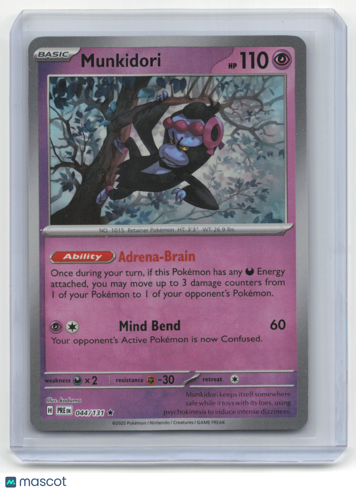 2025 Pokemon TCG Munkidori Prismatic Evolutions #044/131 Masterball