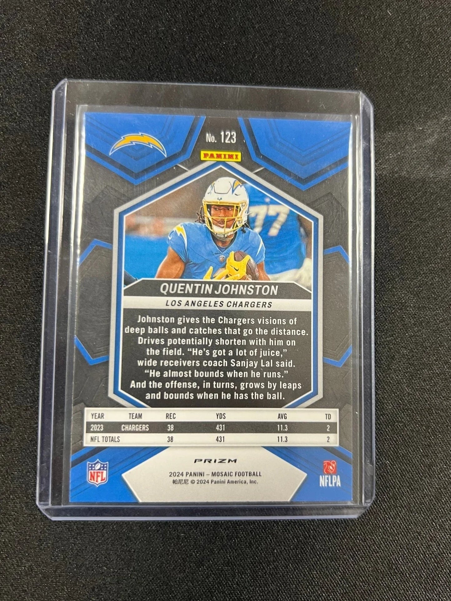 2024 Mosaic Football Quentin Johnston Honeycomb #123 - Papa Joey's Collectibles