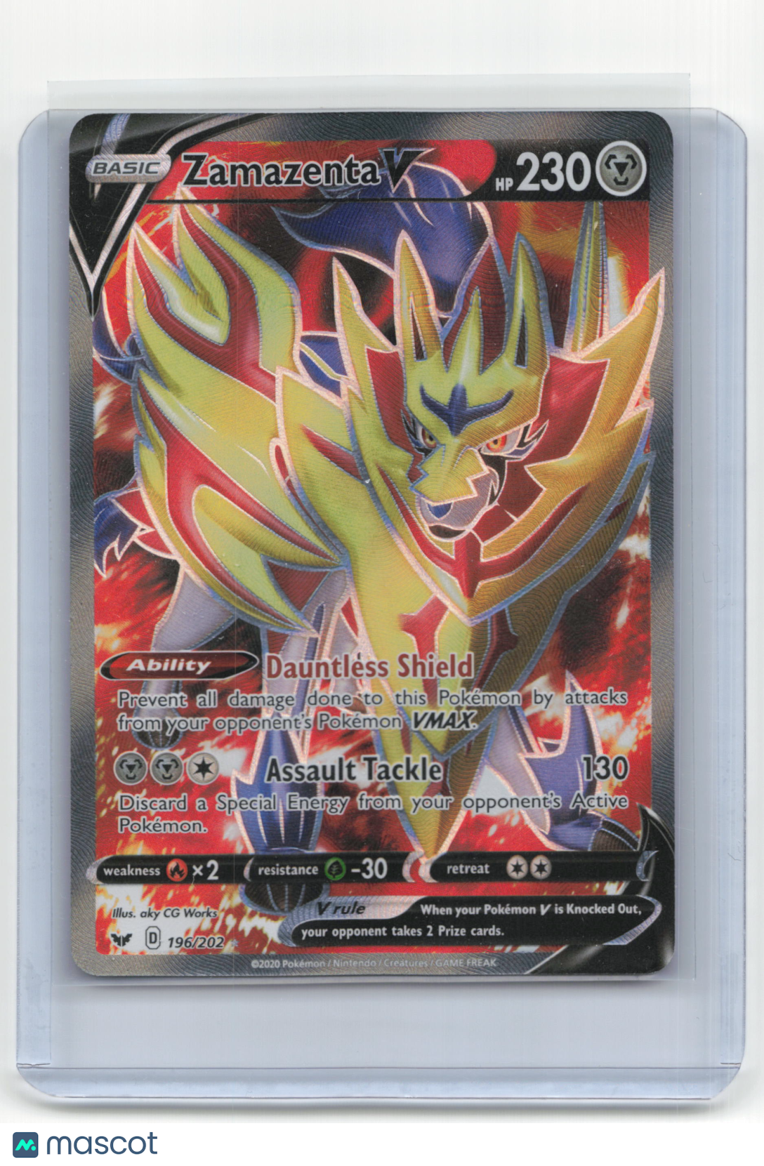 2020 Pokemon TCG Zamazenta V Sword & Shield #196/202