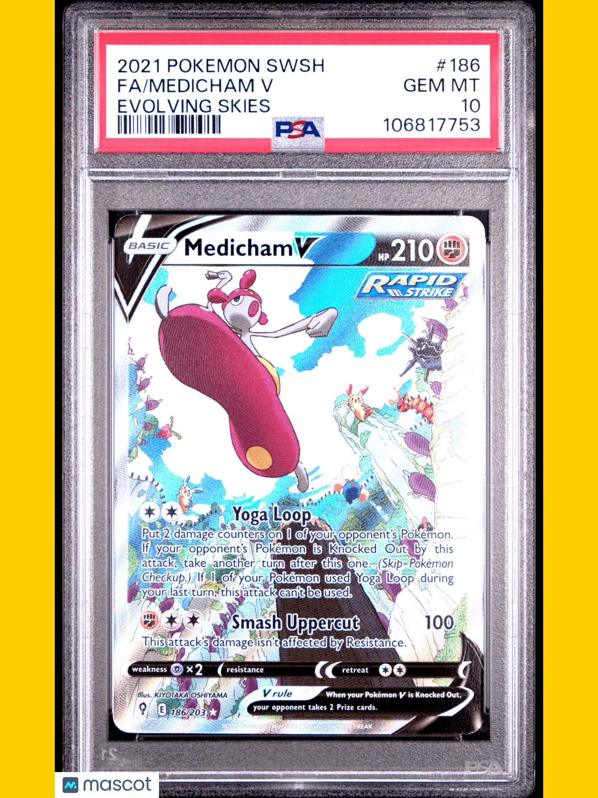 2021 Pokemon TCG Medicham V Evolving Skies #186 Evolving Skies PSA 10