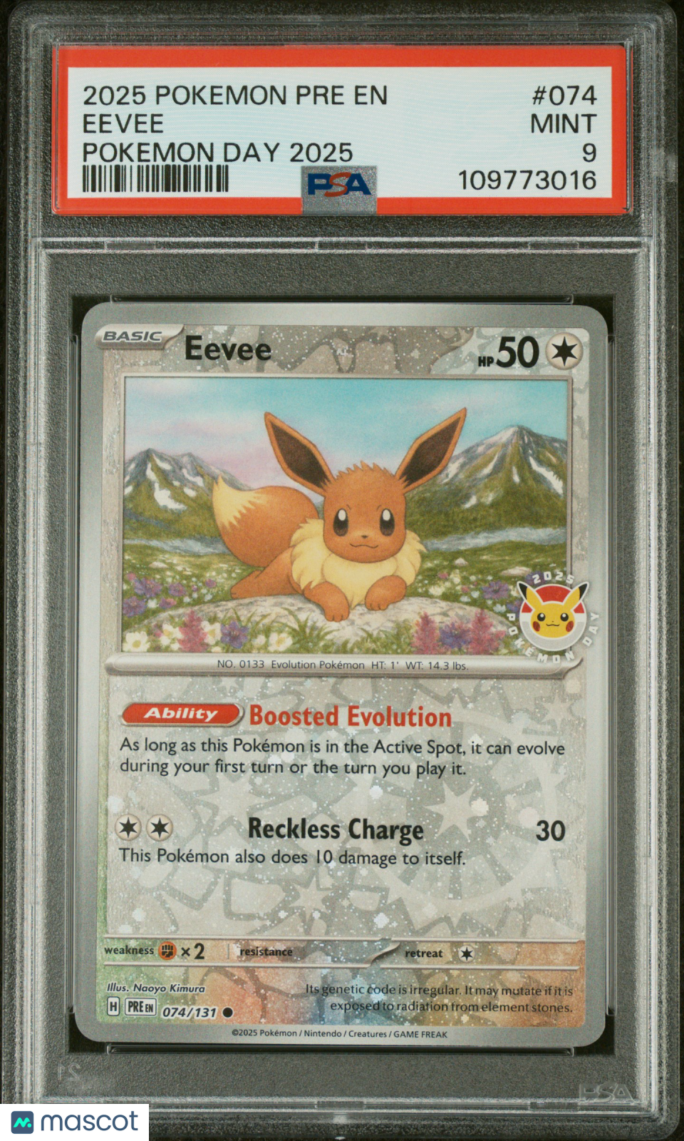 2025 Pokemon TCG Eevee Prismatic Evolutions #074 Pokemon Day 2025 PSA 9