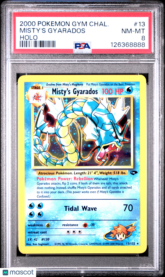 2000 Pokemon Misty's Gyarados Gym Challenge Holo #13 PSA 8
