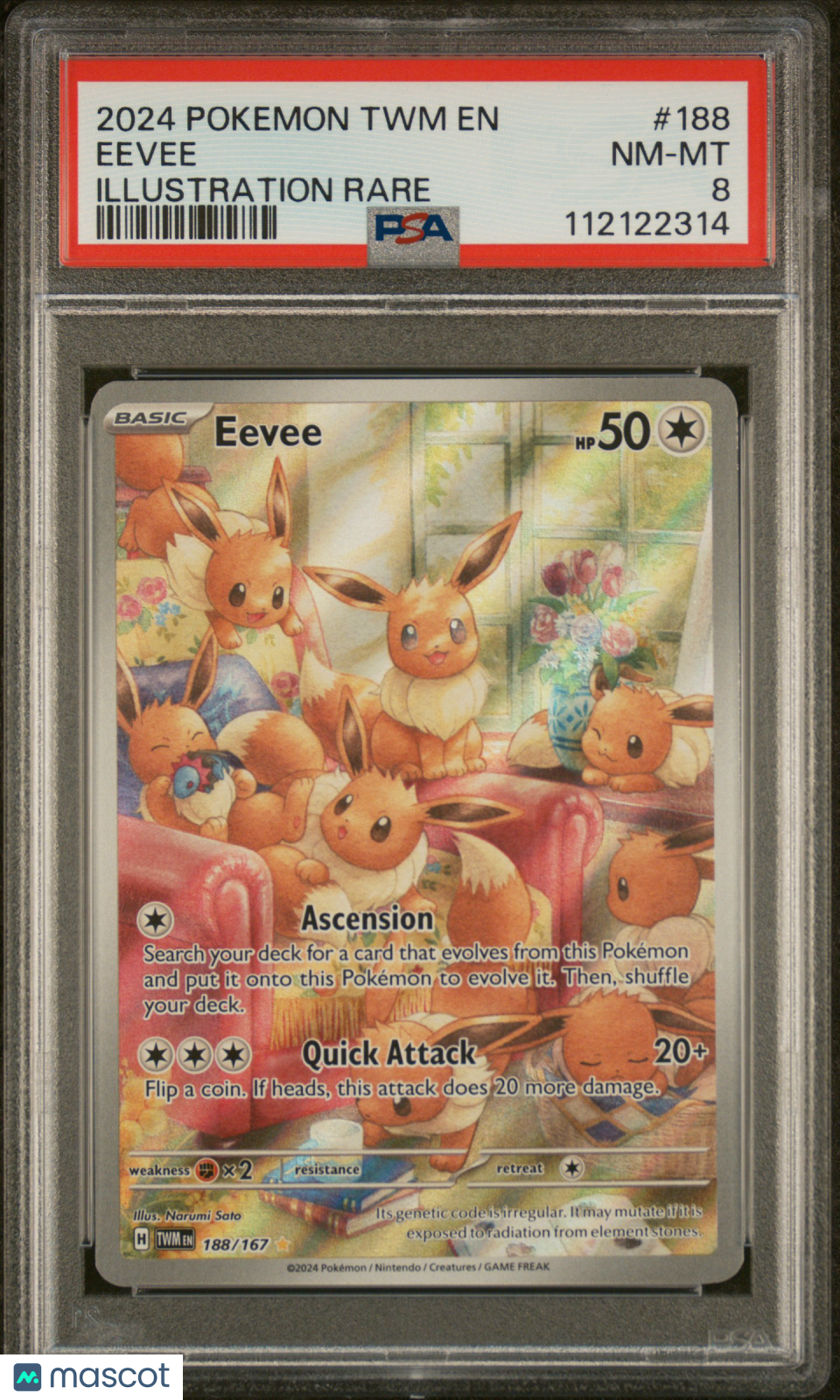 2024 Pokemon TCG Eevee Twilight Masquerade #188 PSA 8