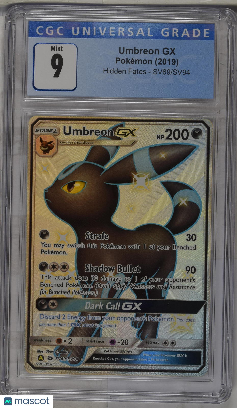 2019 Pokémon Umbreon GX Hidden Fates #SV69/SV94 CGC 9