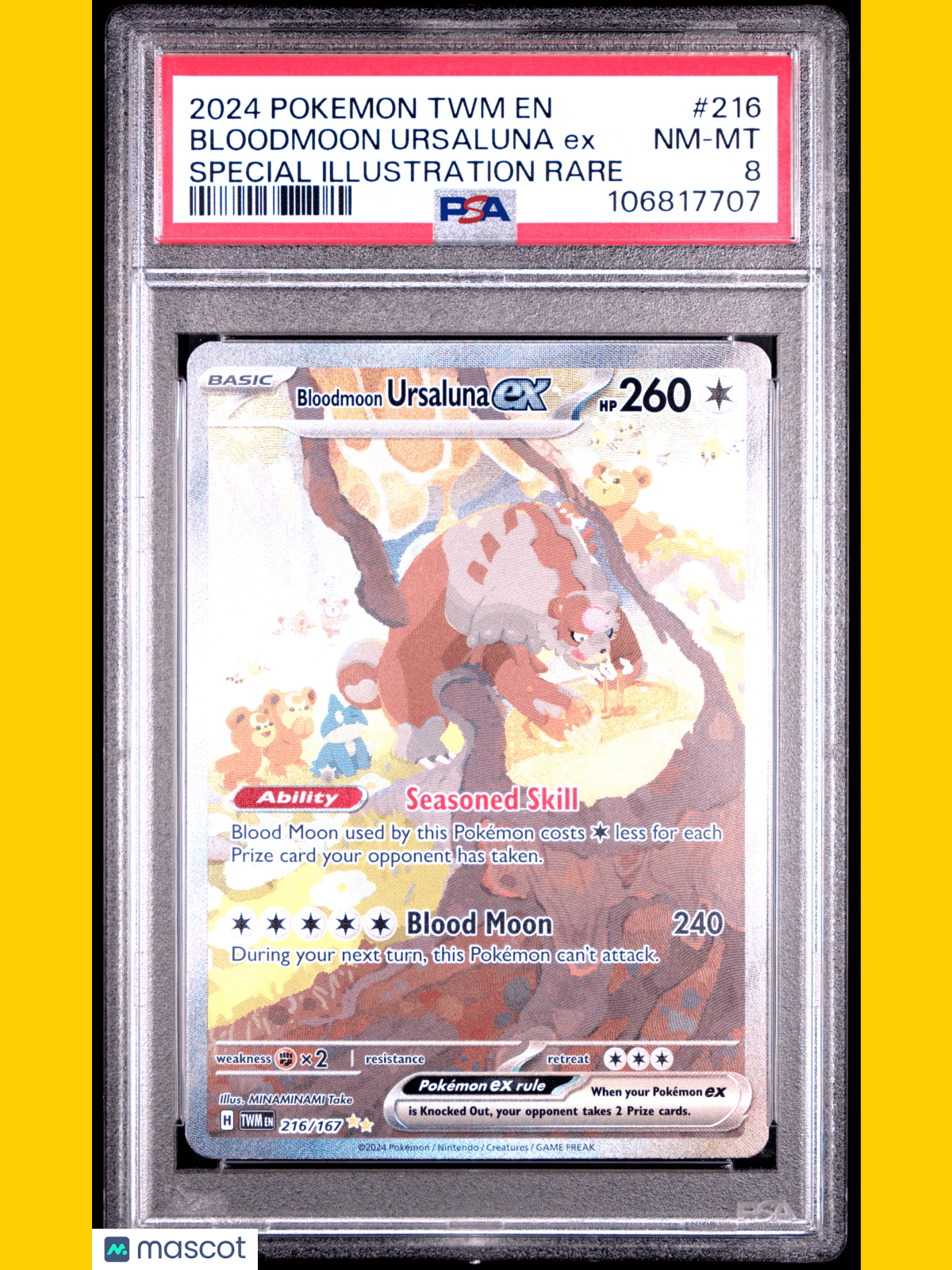 Pokemon TCG Bloodmoon Ursaluna EX TWM Special Illustration Rare PSA 8