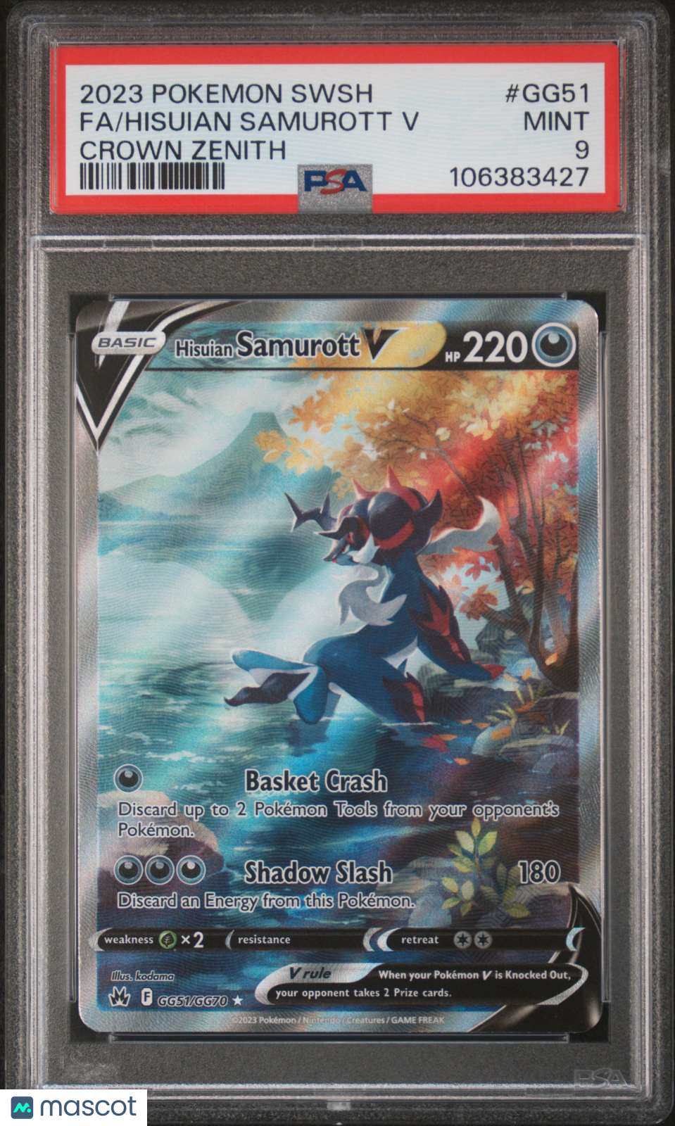 2023 Pokemon TCG Hisuian Samurott V Crown Zenith #GG51 Crown Zenith PSA 9