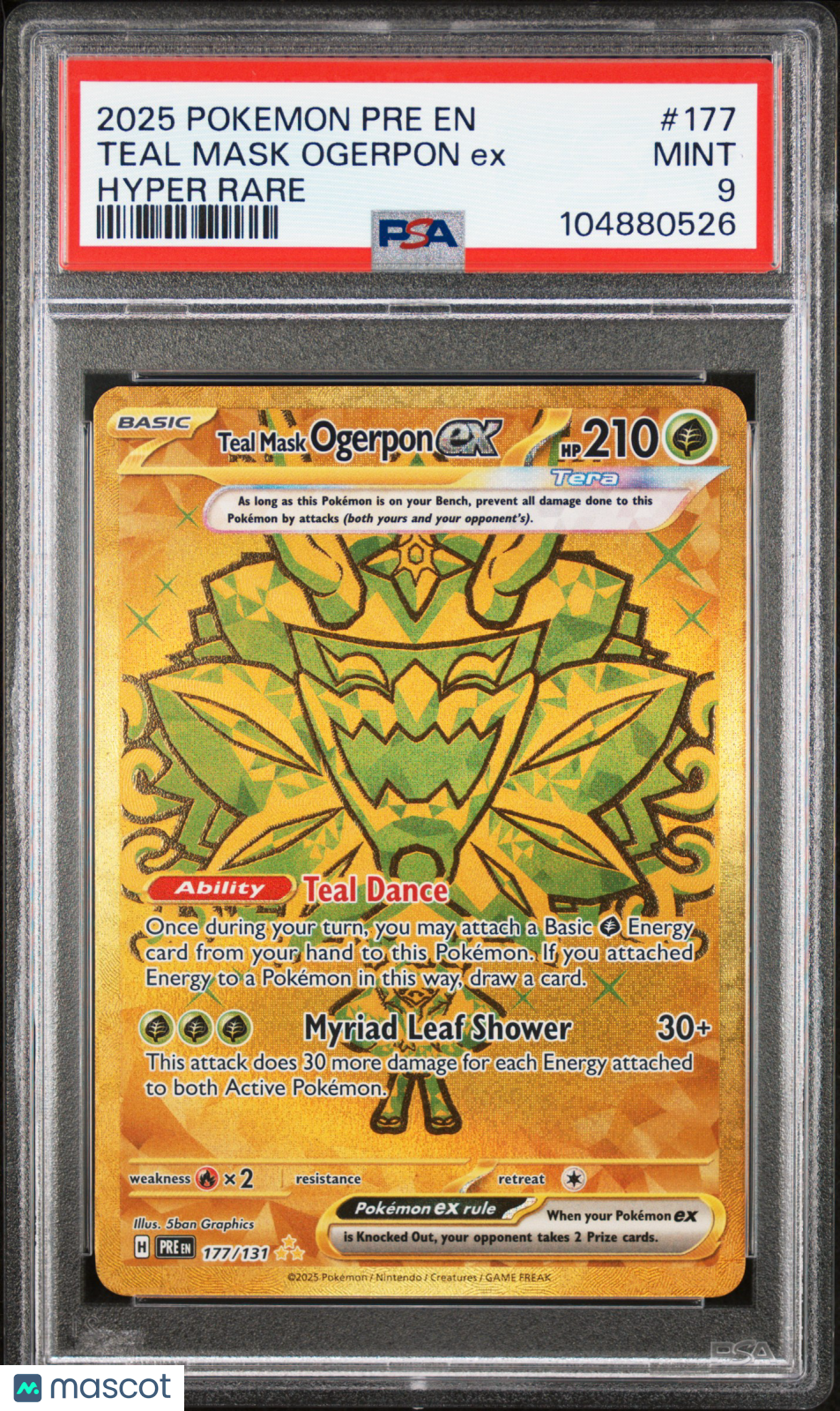 2025 Pokemon TCG Teal Mask Ogerpon EX Prismatic Evolutions #177 Hyper Rare PSA 9