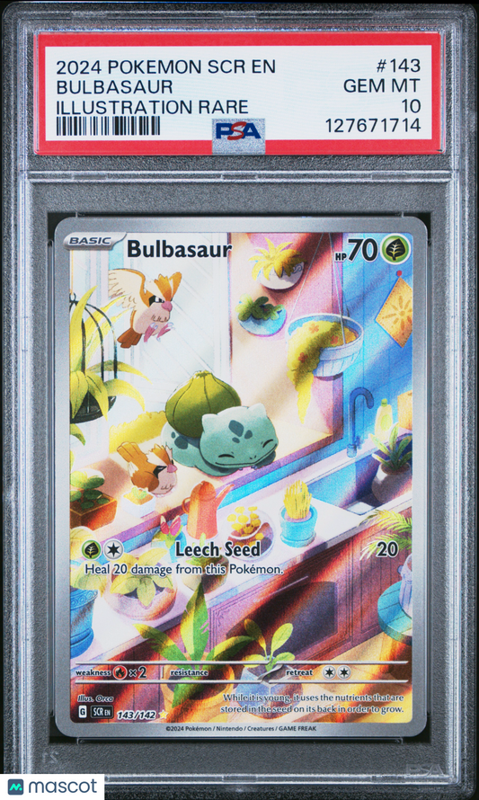 2024 Pokemon Bulbasaur Stellar Crown Illustration Rare Foil #143 PSA 10