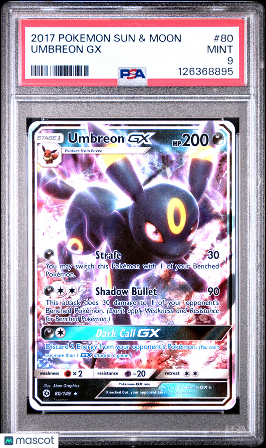 2017 Pokemon Umbreon GX Sun & Moon #80 PSA 9