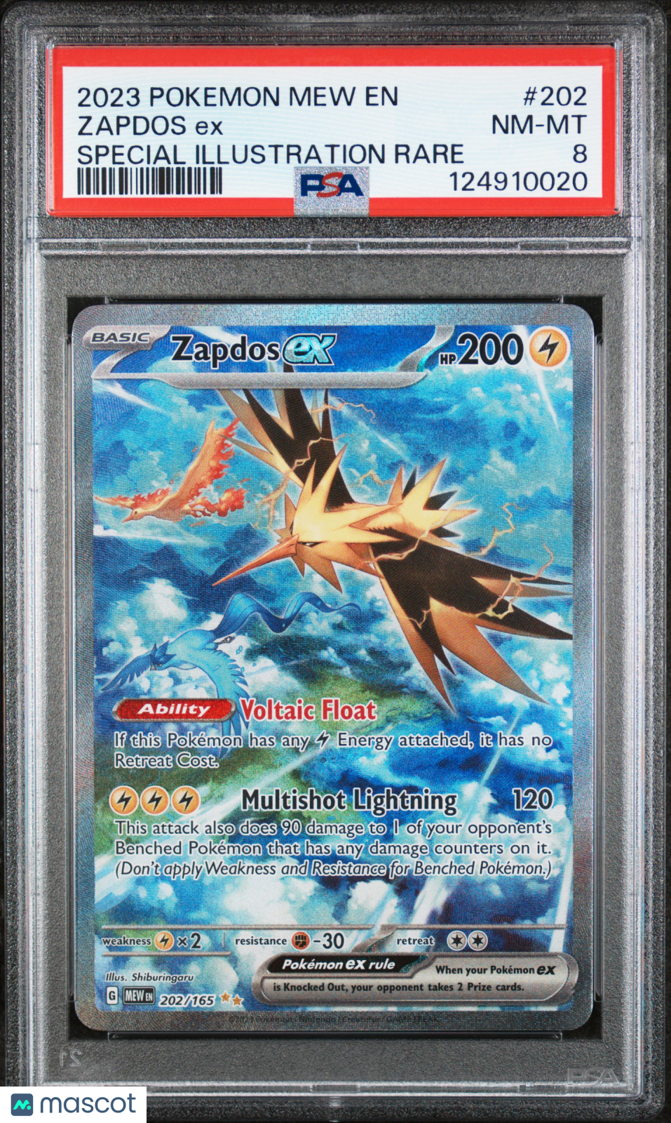 Zapdos EX 2023 Pokemon Mew EN-151 #202 Special Illustration Rare PSA 8