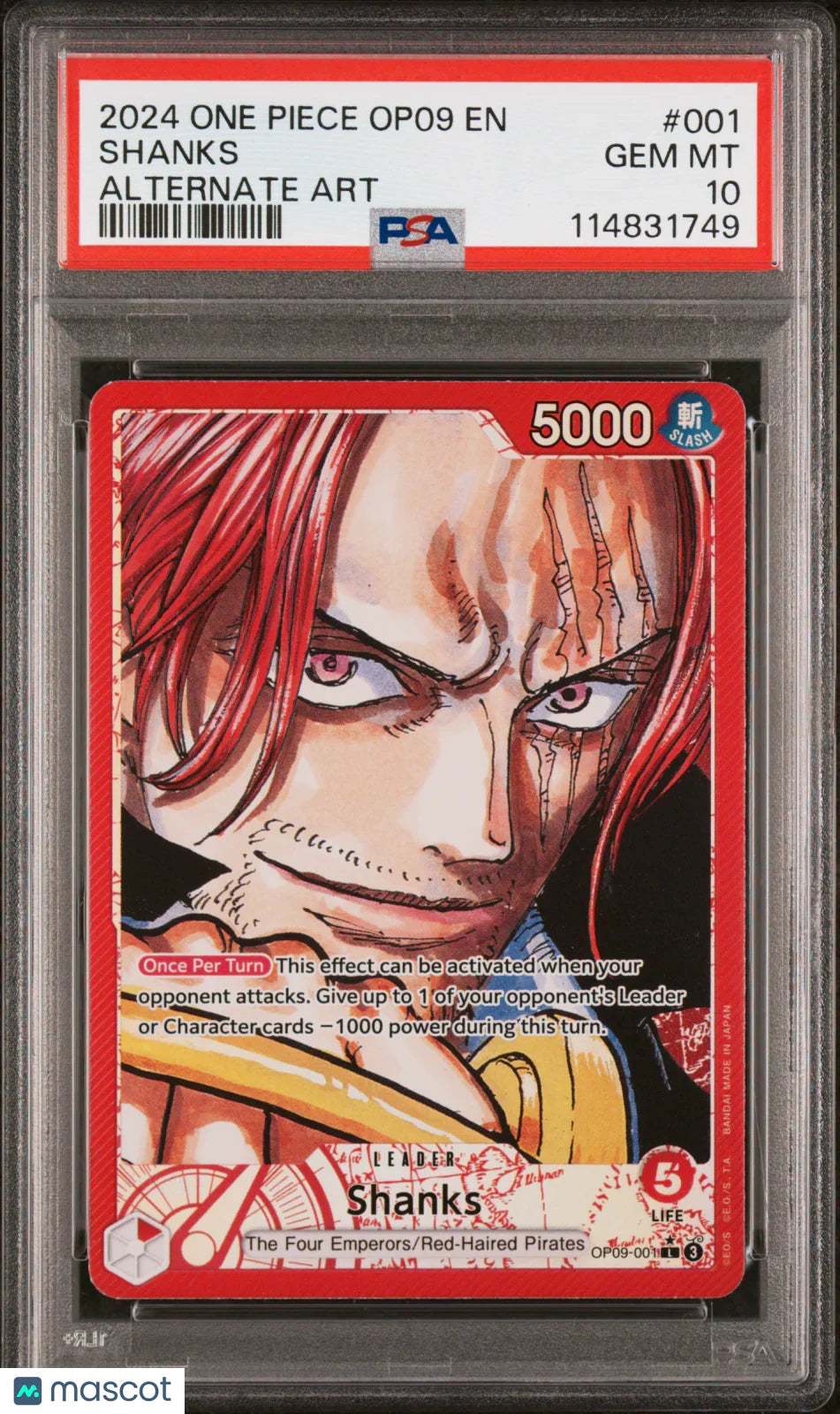 2024 One Piece Shanks OP09 #001 Alternate Art PSA 10 - Papa Joey's Collectibles