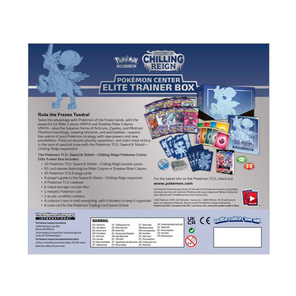 2021 Pokemon SWSH Chilling Reign (Ice Rider) Pokemon Center Elite Trainer Box