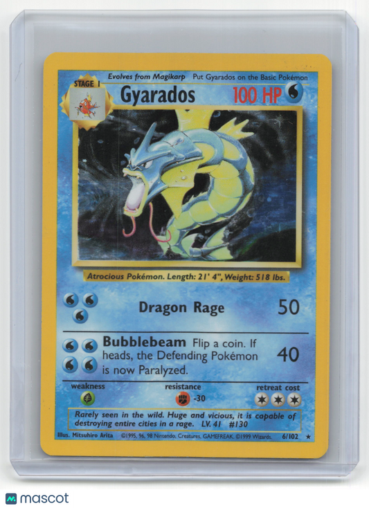 1999 Pokemon TCG Gyarados Base Set #6/102 Mod Played Holo