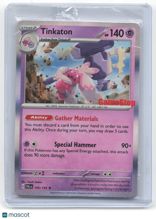 2023 Pokemon Tinkaton Paldea Evolved #105/193 NM Sealed Gamestop Stamp