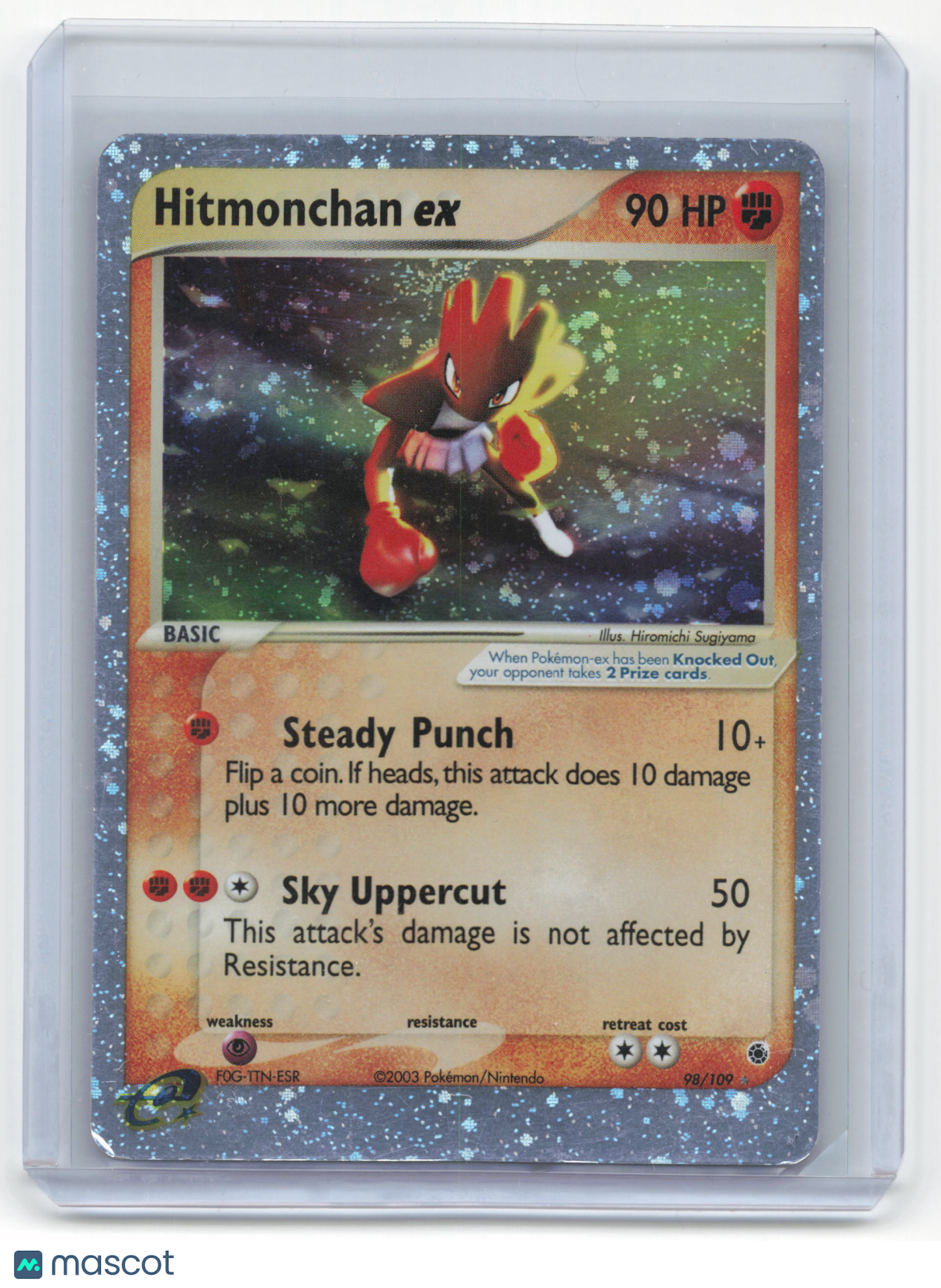 2003 Pokemon Hitmonchan EX EX Ruby & Sapphire #98/109 Damaged