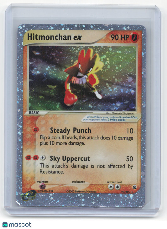2003 Pokemon Hitmonchan EX EX Ruby & Sapphire #98/109 Damaged