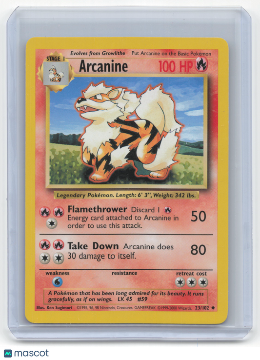 2000 Pokemon Arcanine Base Set 2 #23/102 Moderately Played