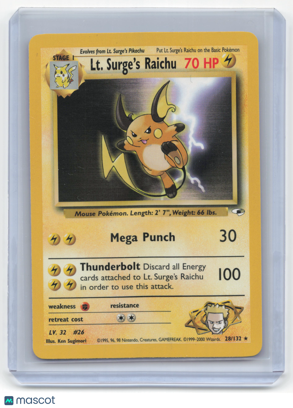 2000 Pokemon LT. Surge's Raichu Gym Challenge #28/132 Lightly Played