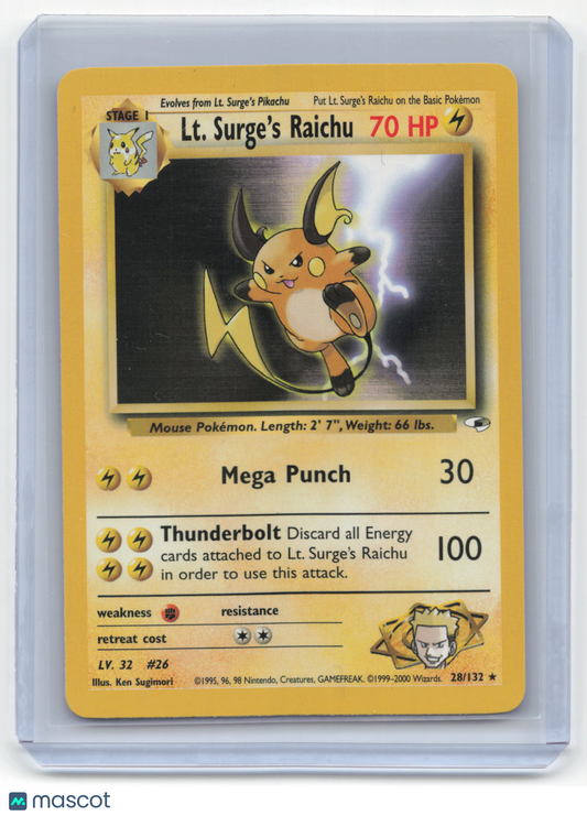 2000 Pokemon LT. Surge's Raichu Gym Challenge #28/132 Lightly Played