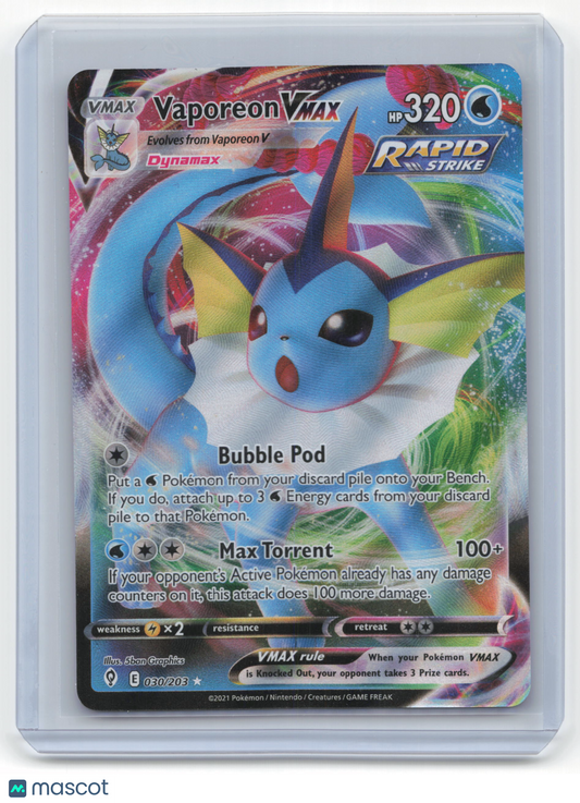 2021 Pokemon Vaporeon VMAX Evolving Skies #30/203 Near Mint FA