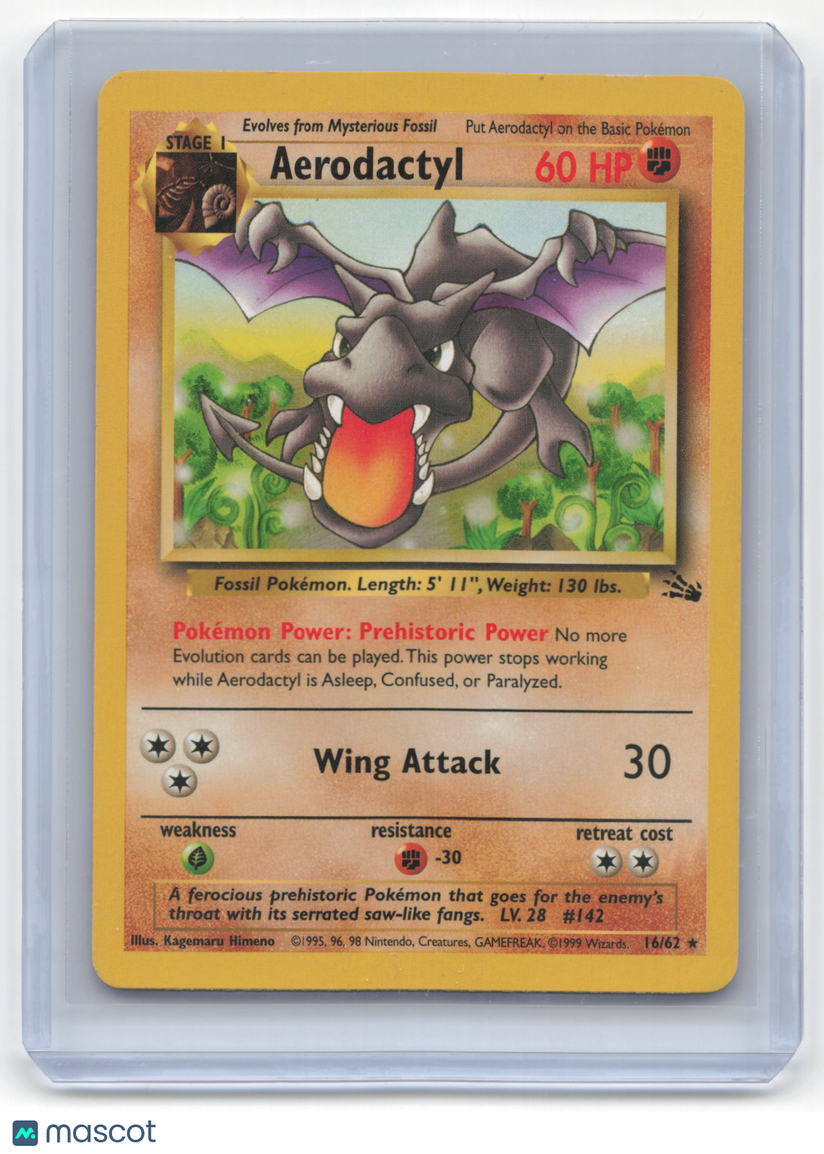 1999 Pokemon Aerodactyl Fossil #16/62 Lightly Played