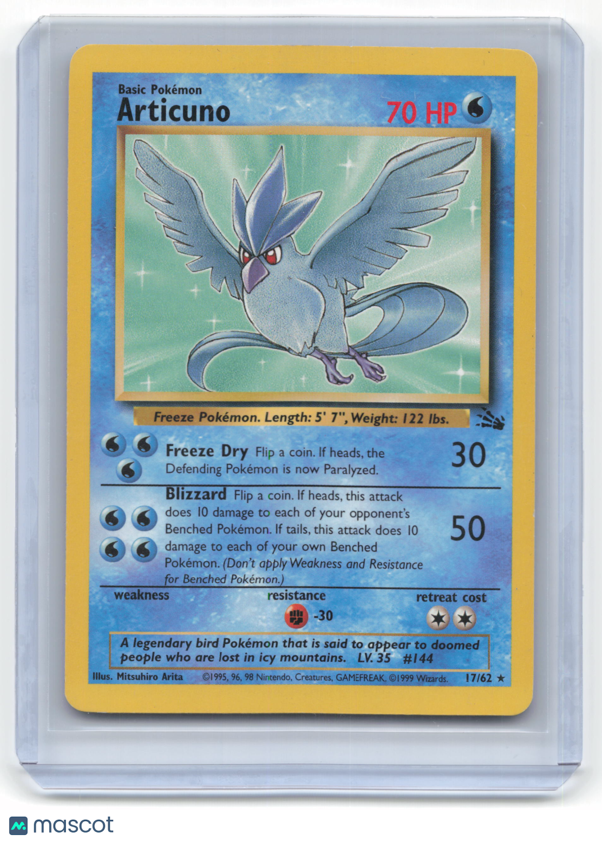 1999 Pokemon Articuno Fossil #17/62 Lightly Played