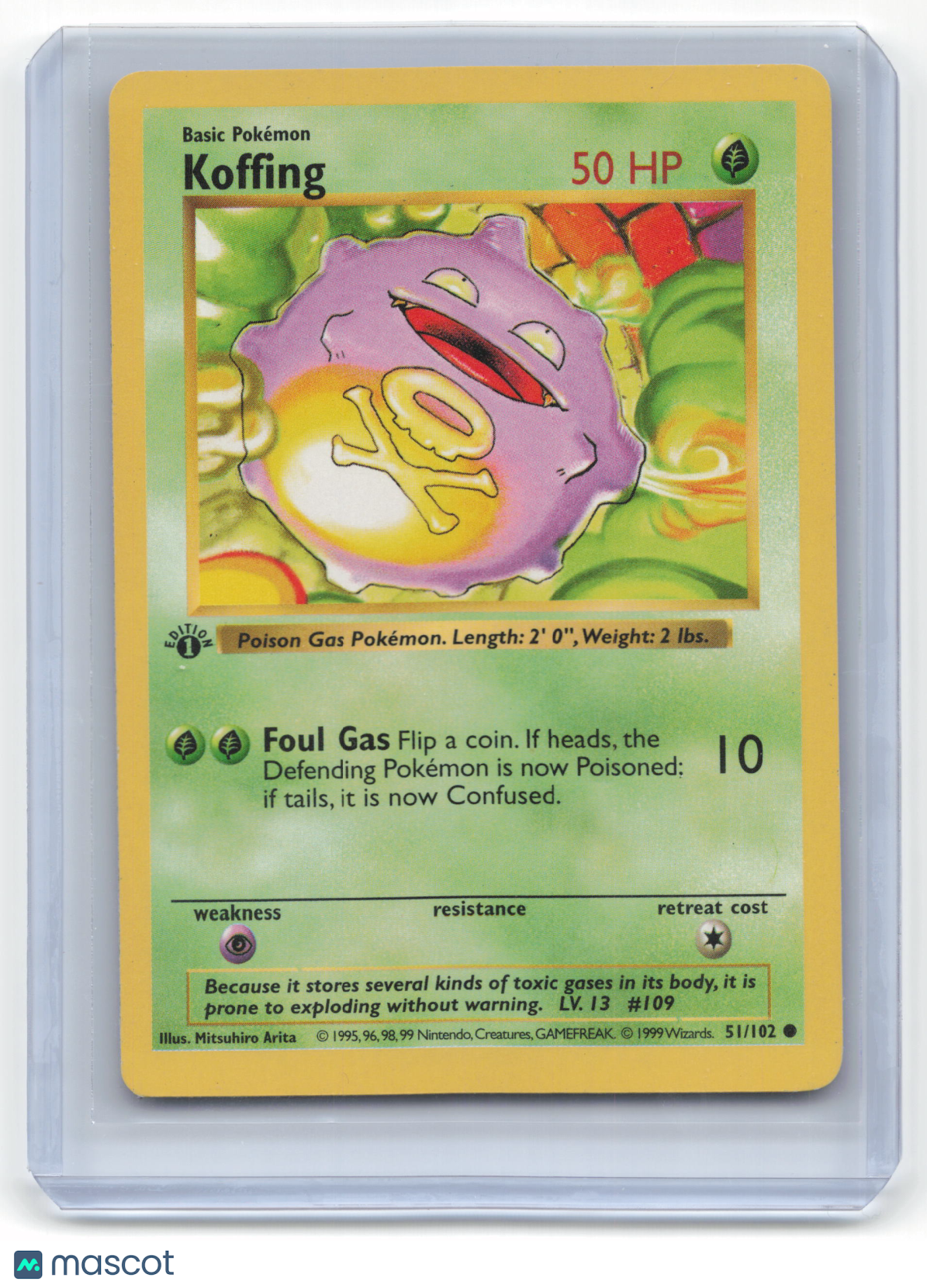 1999 Pokemon Koffing Base Set #51/102 Lightly Played 1st Edition - Papa Joey's Collectibles