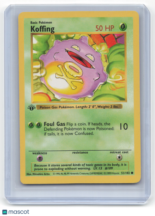 1999 Pokemon Koffing Base Set #51/102 Lightly Played 1st Edition - Papa Joey's Collectibles
