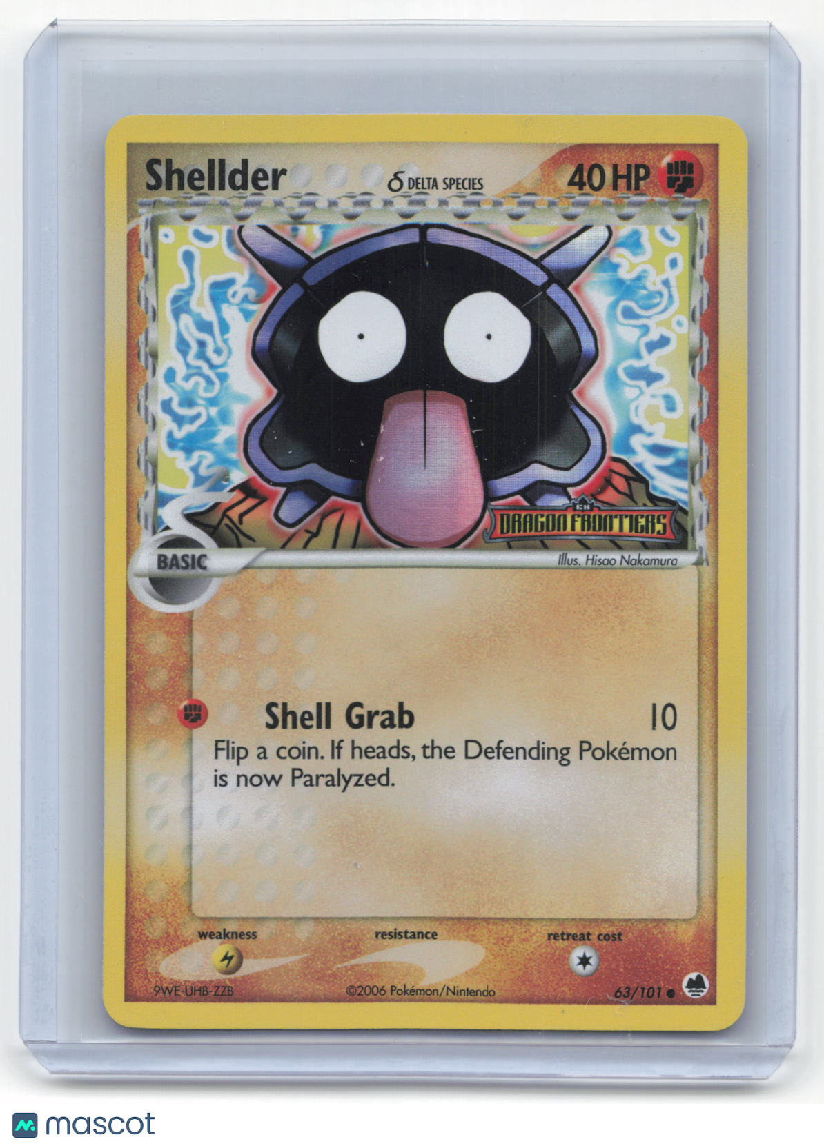 2006 Pokemon Shellder EX Dragon Frontiers #63/101 Near Miint