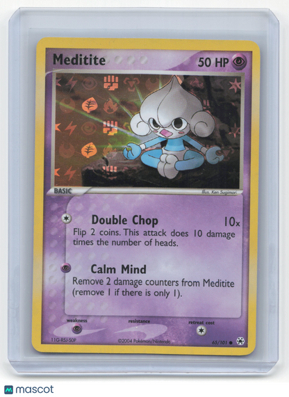 2004 Pokemon—Meditite #65 EX Hidden Legends—Common Reverse Holo