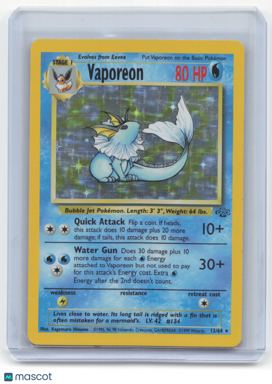 1999 Pokemon Vaporeon Jungle #12/64 Moderately Played