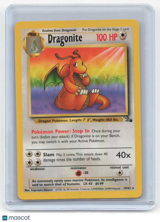 1999 Pokemon Dragonite Fossil #19/62 Lightly Played - Papa Joey's Collectibles